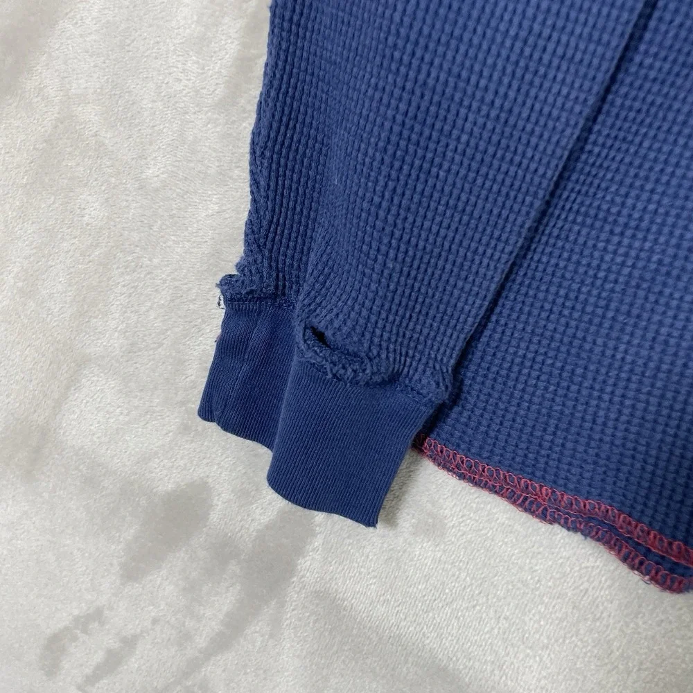 Vintage Polo Ralph Lauren Thermal Waffle Knit Shirt Mens Large Blue Red Cotton